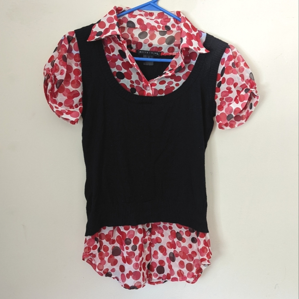 Puffed sleeve layered sweater top